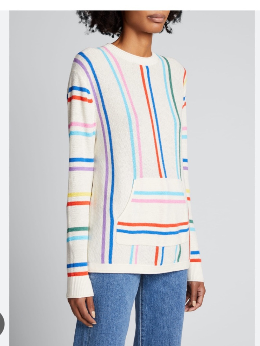 KULE Cream Sweater with Multicolor Stripes - Picture 3 of 3